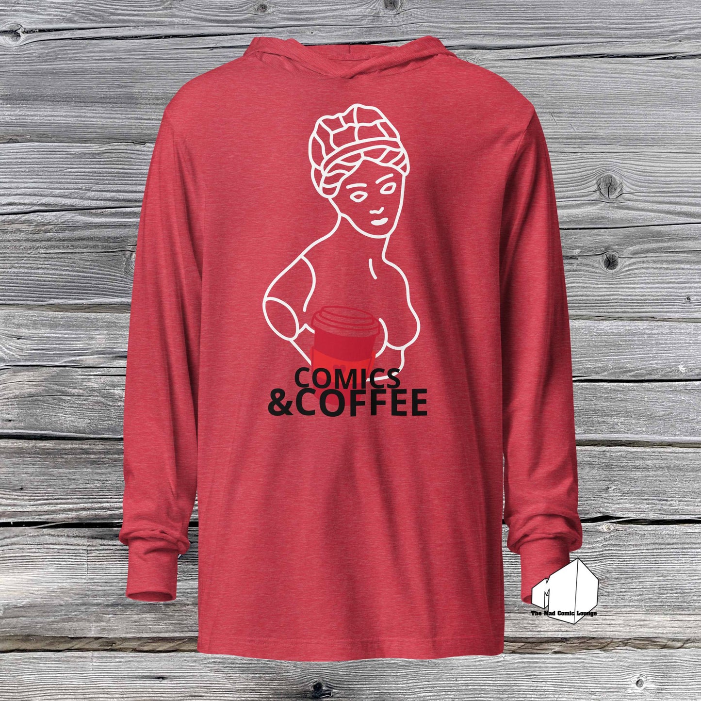 Comics and Coffee Hooded long-sleeve tee