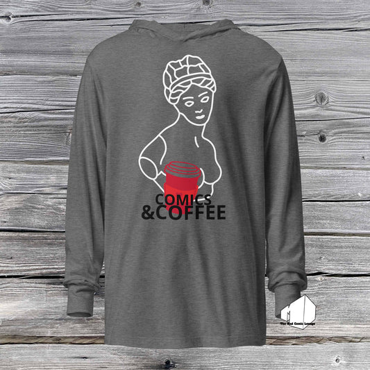 Comics and Coffee Hooded long-sleeve tee